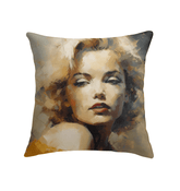 Artistic urban sketches design pillow enhancing modern home interior.